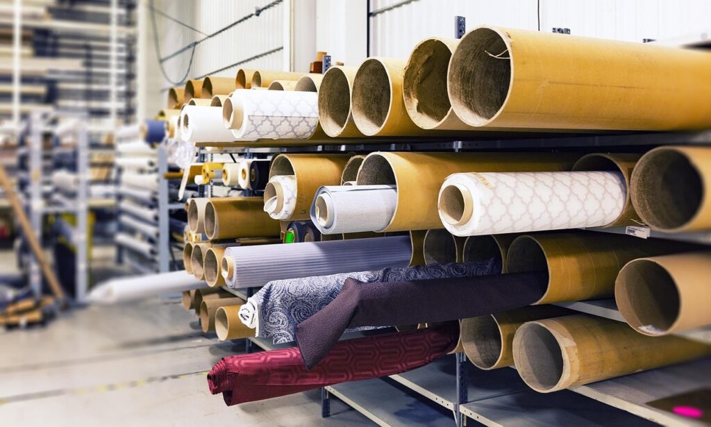 rolls of fabric, factory, material, manufacturing, industry, manufacture, paper, roll, pattern, plant, industrial, raw, textile, textured, production, cotton, decoration, fiber, craft, embroidery, vivid, silk, supply, thread, fashion, woven, nature, tailor