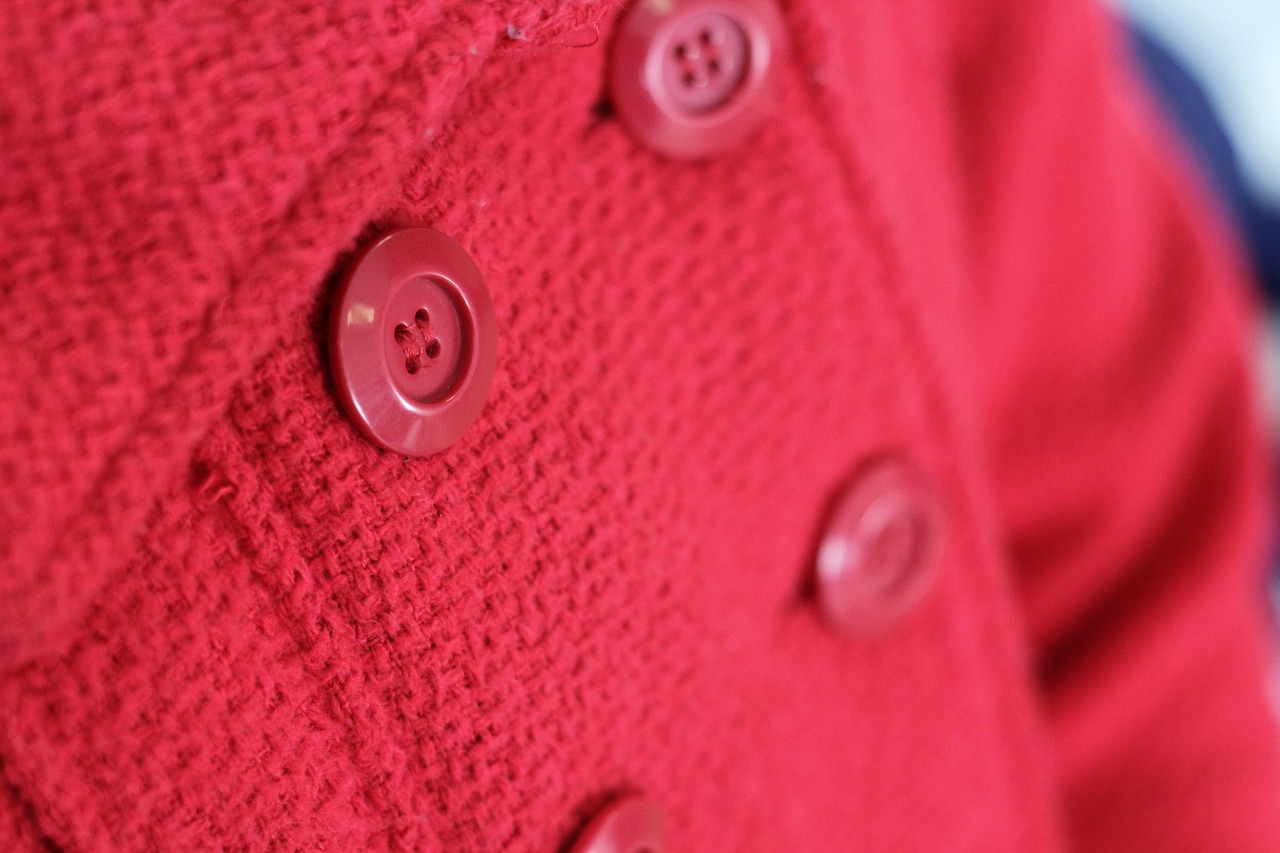coat, button, red, texture, fabric, cold