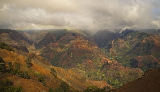 canyon, erosion, volcanic, red, soil, gulch, scenic, kauai, hawaii, clouds, nature, gulch, kauai, kauai, kauai, kauai, kauai