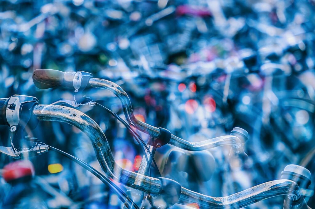 bicycles, handlebars, double exposure, bike, chrome, bell, transport, parked, everyday scene, bicycles, bike, bike, bike, bike, bike