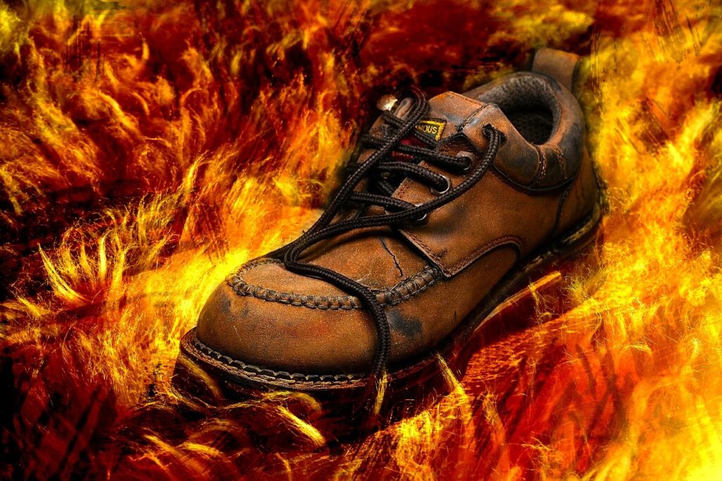 shoe, old, hiking shoe, fireproof, fire, brown, leather, flames, texture, fireproof, fireproof, fireproof, fireproof, fireproof