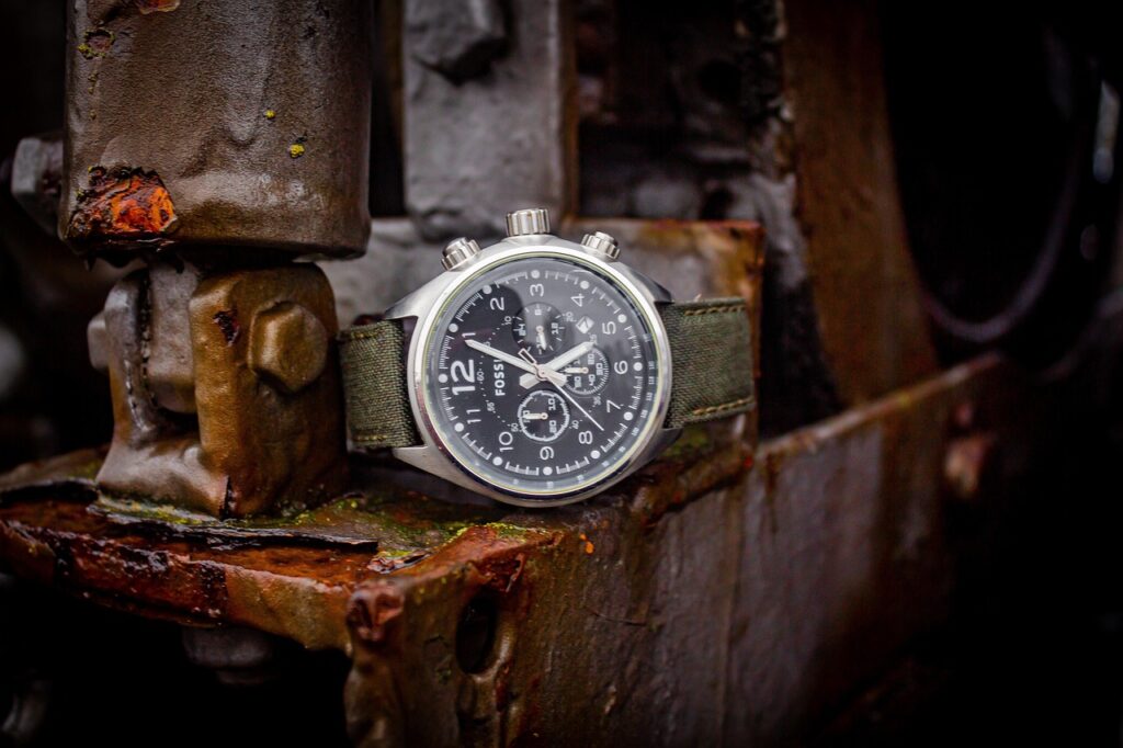 wrist watch, clock, chronograph, stopwatch, timepiece, time, tick tock, nylon, fossil, fashion, seconds, hours, brown, dark, industrial, wrist watch, wrist watch, wrist watch, wrist watch, wrist watch