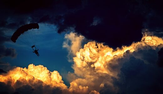 parachute, parachutist, paraglider, air sports, flying, sport, leisure, nature, sky, clouds, height, cloud formations